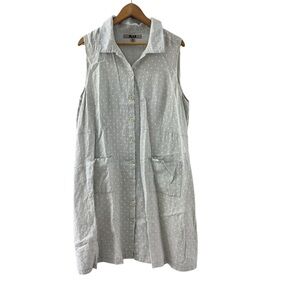 FLAX Women's Gray Polka Dot Linen Dress